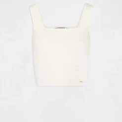 Débardeur Pull Bretelles Larges Ecru Femme -Morgandetoi Boutique debardeur pull bretelles larges ecru femme vue3 32536300910440201