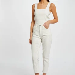 Débardeur Pull Bretelles Larges Ecru Femme -Morgandetoi Boutique debardeur pull bretelles larges ecru femme vue5 32536300910440201