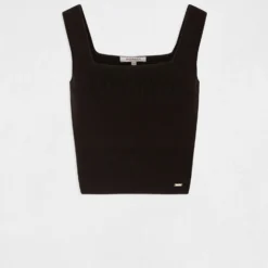 Débardeur Pull Bretelles Larges Noir Femme -Morgandetoi Boutique debardeur pull bretelles larges noir femme vue3 32536300910440100