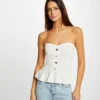 Débardeur Pull Bustier Avec Boutons Ecru Femme
