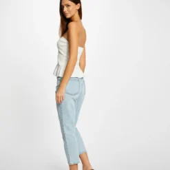 Débardeur Pull Bustier Avec Boutons Ecru Femme -Morgandetoi Boutique debardeur pull bustier avec boutons ecru femme vue2 32536300942680201