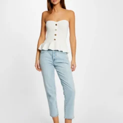Débardeur Pull Bustier Avec Boutons Ecru Femme -Morgandetoi Boutique debardeur pull bustier avec boutons ecru femme vue5 32536300942680201