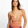 Débardeur Pull Imprimé Chevron Orange Femme