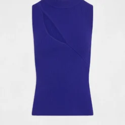 Débardeur Pull Sans Manches à Ouverture Bleu Moyen Femme -Morgandetoi Boutique debardeur pull sans manches a ouverture bleu moyen femme vue3 32536300953580316