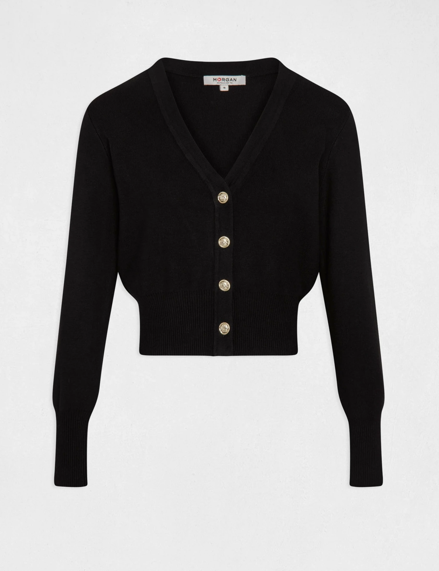 Gilet Col En V Manches Longues Noir Femme 4 Gilet Col En V Manches Longues Noir Femme – Image 4