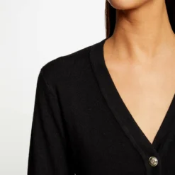 Gilet Col En V Manches Longues Noir Femme 9 Gilet Col En V Manches Longues Noir Femme -Morgandetoi Boutique gilet col en v manches longues noir femme vue4 32536300950230100