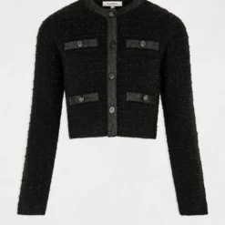 Gilet Col Rond Boutonné Noir Femme -Morgandetoi Boutique gilet col rond boutonne noir femme vue3 32536300953400100