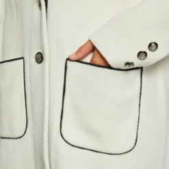 Gilet Droit Avec Poches Ecru Femme -Morgandetoi Boutique gilet droit avec poches ecru femme vue4 32536300949670201