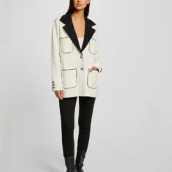 Gilet Droit Avec Poches Ecru Femme -Morgandetoi Boutique gilet droit avec poches ecru femme vue5 32536300949670201