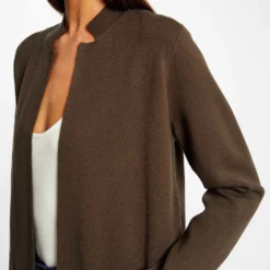 Gilet Long Droit Col Ouvert Vert Fonce Femme 9 Gilet Long Droit Col Ouvert Vert Fonce Femme -Morgandetoi Boutique gilet long droit col ouvert vert fonce femme vue4 32536300952380601