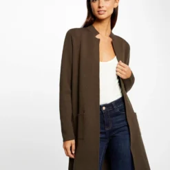 Gilet Long Droit Col Ouvert Vert Fonce Femme 7 Gilet Long Droit Col Ouvert Vert Fonce Femme -Morgandetoi Boutique gilet long droit col ouvert vert fonce femme vue5 32536300952380601