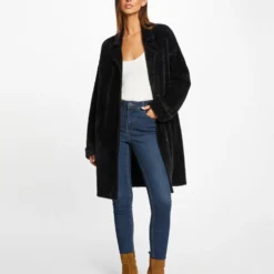 Gilet Long Droit Maille Duveteuse Noir Femme -Morgandetoi Boutique gilet long droit maille duveteuse noir femme vue5 32536300950320100