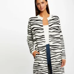 Gilet Long Imprimé Zèbre Noir Femme -Morgandetoi Boutique gilet long imprime zebre noir femme vue5 32536300951170100