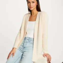 Gilet Long Maille Duveteuse Rose Clair Femme -Morgandetoi Boutique gilet long maille duveteuse rose clair femme vue5 32536300908130513