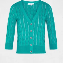 Gilet Manches 3/4 Boutonné Vert Moyen Femme 8 Gilet Manches 3/4 Boutonné Vert Moyen Femme -Morgandetoi Boutique gilet manches 34 boutonne vert moyen femme vue3 32536300932350608