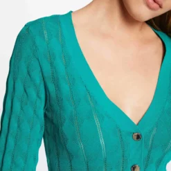 Gilet Manches 3/4 Boutonné Vert Moyen Femme 9 Gilet Manches 3/4 Boutonné Vert Moyen Femme -Morgandetoi Boutique gilet manches 34 boutonne vert moyen femme vue4 32536300932350608