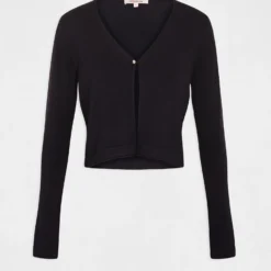 Gilet Manches Longues à Col En V Marine Femme -Morgandetoi Boutique gilet manches longues a col en v marine femme vue3 32536300929920301