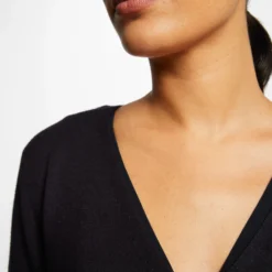 Gilet Manches Longues à Col En V Marine Femme -Morgandetoi Boutique gilet manches longues a col en v marine femme vue4 32536300929920301