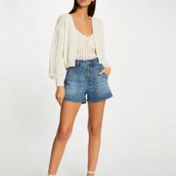 Gilet Manches Longues à Détails Ajourés Beige Femme -Morgandetoi Boutique gilet manches longues a details ajoures beige femme vue5 32536300954440202