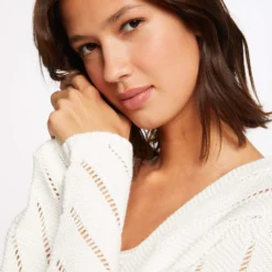 Gilet Manches Longues à Détails Ajourés Ecru Femme 9 Gilet Manches Longues à Détails Ajourés Ecru Femme -Morgandetoi Boutique gilet manches longues a details ajoures ecru femme vue4 32536300899420201