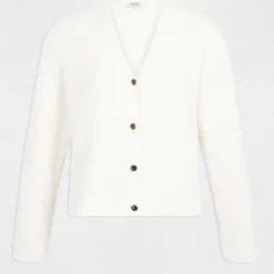 Gilet Manches Longues Avec Col En V Ivoire Femme -Morgandetoi Boutique gilet manches longues avec col en v ivoire femme vue3 32536300923290203