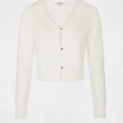 Gilet Manches Longues Boutonné Ecru Moyen Femme -Morgandetoi Boutique gilet manches longues boutonne ecru moyen femme vue3 32536300942780213
