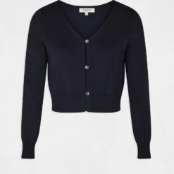 Gilet Manches Longues Boutonné Marine Femme -Morgandetoi Boutique gilet manches longues boutonne marine femme vue3 32536300942780301