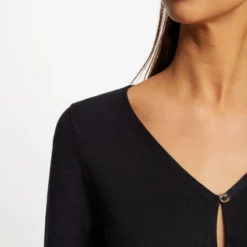 Gilet Manches Longues Boutonné Marine Femme -Morgandetoi Boutique gilet manches longues boutonne marine femme vue4 32536300942780301