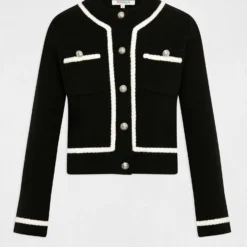 Gilet Manches Longues Boutonné Noir Femme -Morgandetoi Boutique gilet manches longues boutonne noir femme vue3 32536300909890100