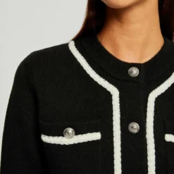 Gilet Manches Longues Boutonné Noir Femme -Morgandetoi Boutique gilet manches longues boutonne noir femme vue4 32536300909890100