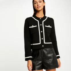 Gilet Manches Longues Boutonné Noir Femme -Morgandetoi Boutique gilet manches longues boutonne noir femme vue5 32536300909890100