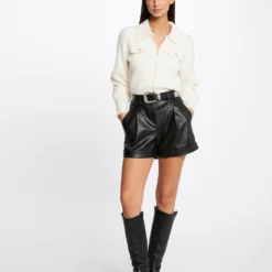 Gilet Manches Longues Col à Revers Ivoire Femme -Morgandetoi Boutique gilet manches longues col a revers ivoire femme vue5 32536300948840203