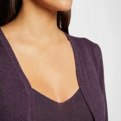 Gilet Manches Longues Col Ouvert Prune Femme 9 Gilet Manches Longues Col Ouvert Prune Femme -Morgandetoi Boutique gilet manches longues col ouvert prune femme vue4 32536300931230505