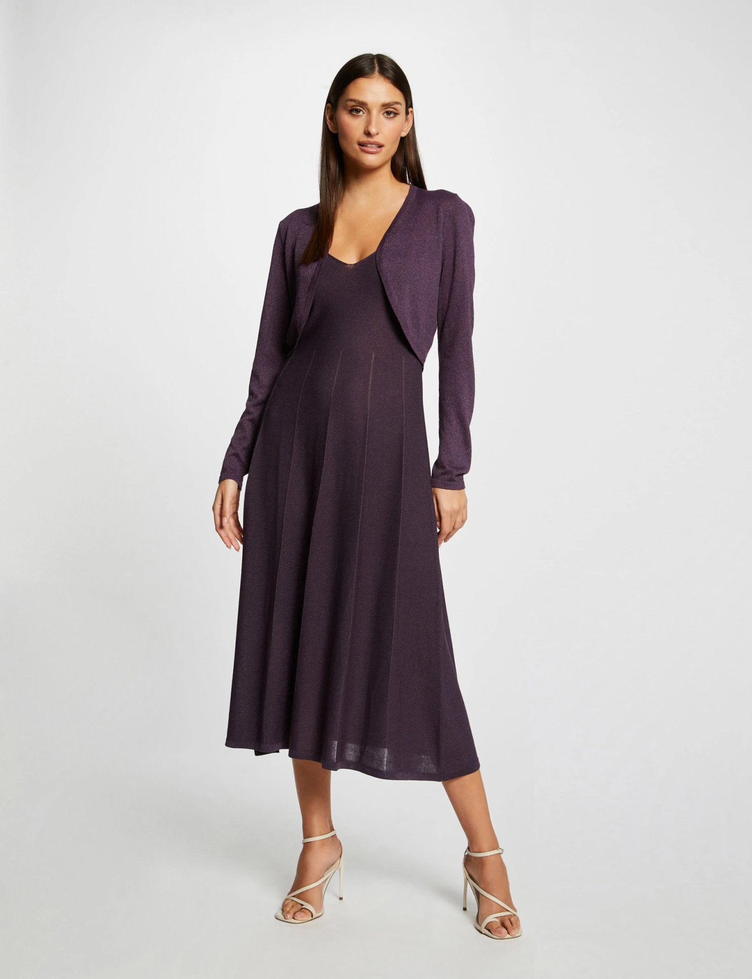 Gilet Manches Longues Col Ouvert Prune Femme 3 Gilet Manches Longues Col Ouvert Prune Femme – Image 3