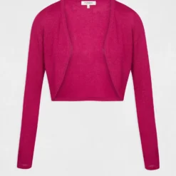 Gilet Manches Longues Col Ouvert Rose Fonce Femme -Morgandetoi Boutique gilet manches longues col ouvert rose fonce femme vue3 32536300931230515