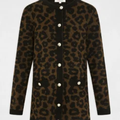 Gilet Mi-long Imprimé Léopard Noir Femme 8 Gilet Mi-long Imprimé Léopard Noir Femme -Morgandetoi Boutique gilet mi long imprime leopard noir femme vue3 32536300952360100