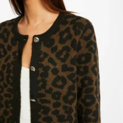 Gilet Mi-long Imprimé Léopard Noir Femme 9 Gilet Mi-long Imprimé Léopard Noir Femme -Morgandetoi Boutique gilet mi long imprime leopard noir femme vue4 32536300952360100