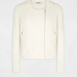 Gilet Zippé Maille Duveteuse Ivoire Femme -Morgandetoi Boutique gilet zippe maille duveteuse ivoire femme vue3 32536300950250203