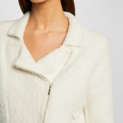 Gilet Zippé Maille Duveteuse Ivoire Femme -Morgandetoi Boutique gilet zippe maille duveteuse ivoire femme vue4 32536300950250203