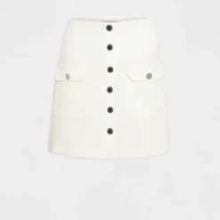 Jupe City Droite Boutonnée Ecru Femme 8 Jupe City Droite Boutonnée Ecru Femme -Morgandetoi Boutique jupe city droite boutonnee ecru femme vue3 32536300918860201