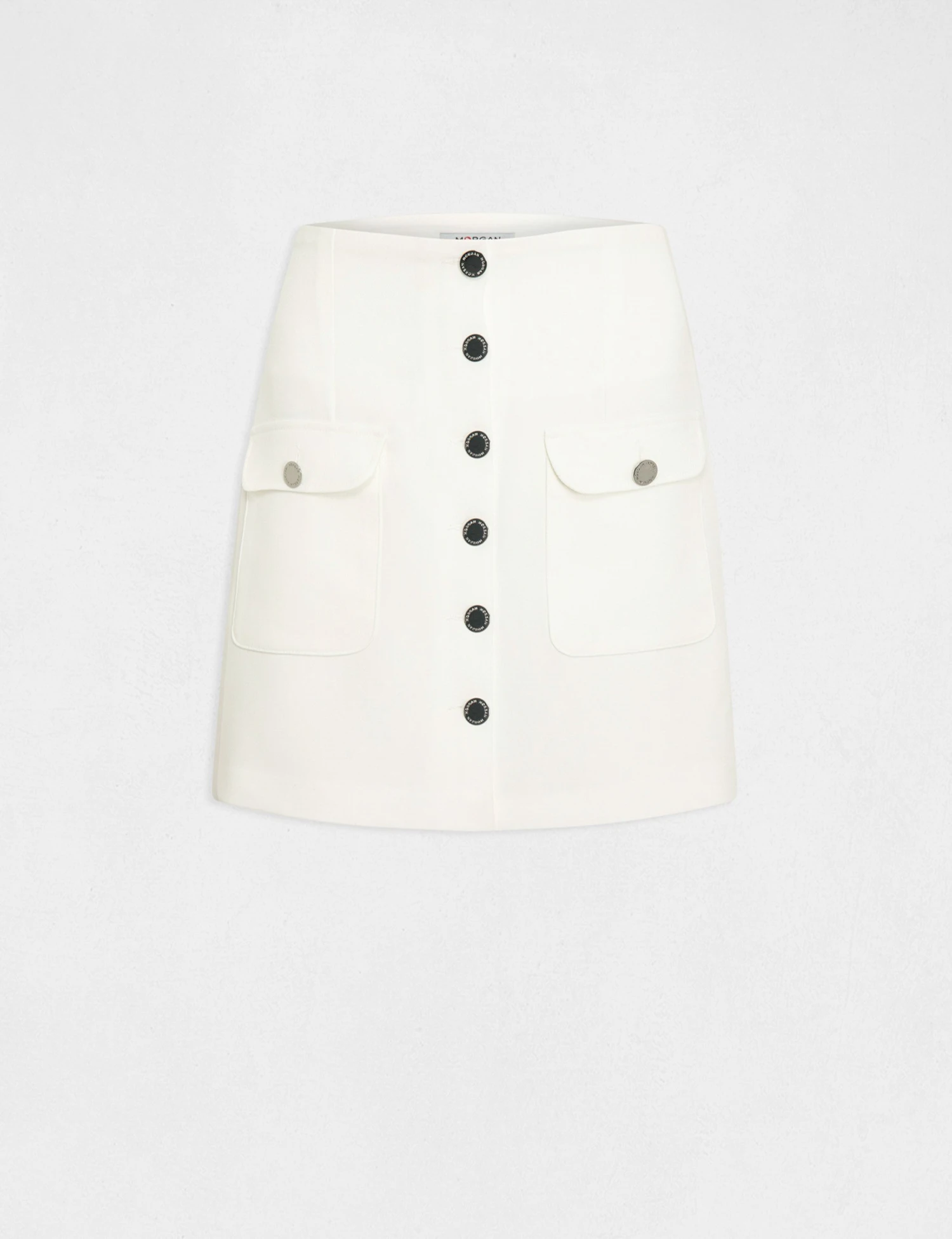 Jupe City Droite Boutonnée Ecru Femme 4 Jupe City Droite Boutonnée Ecru Femme – Image 4