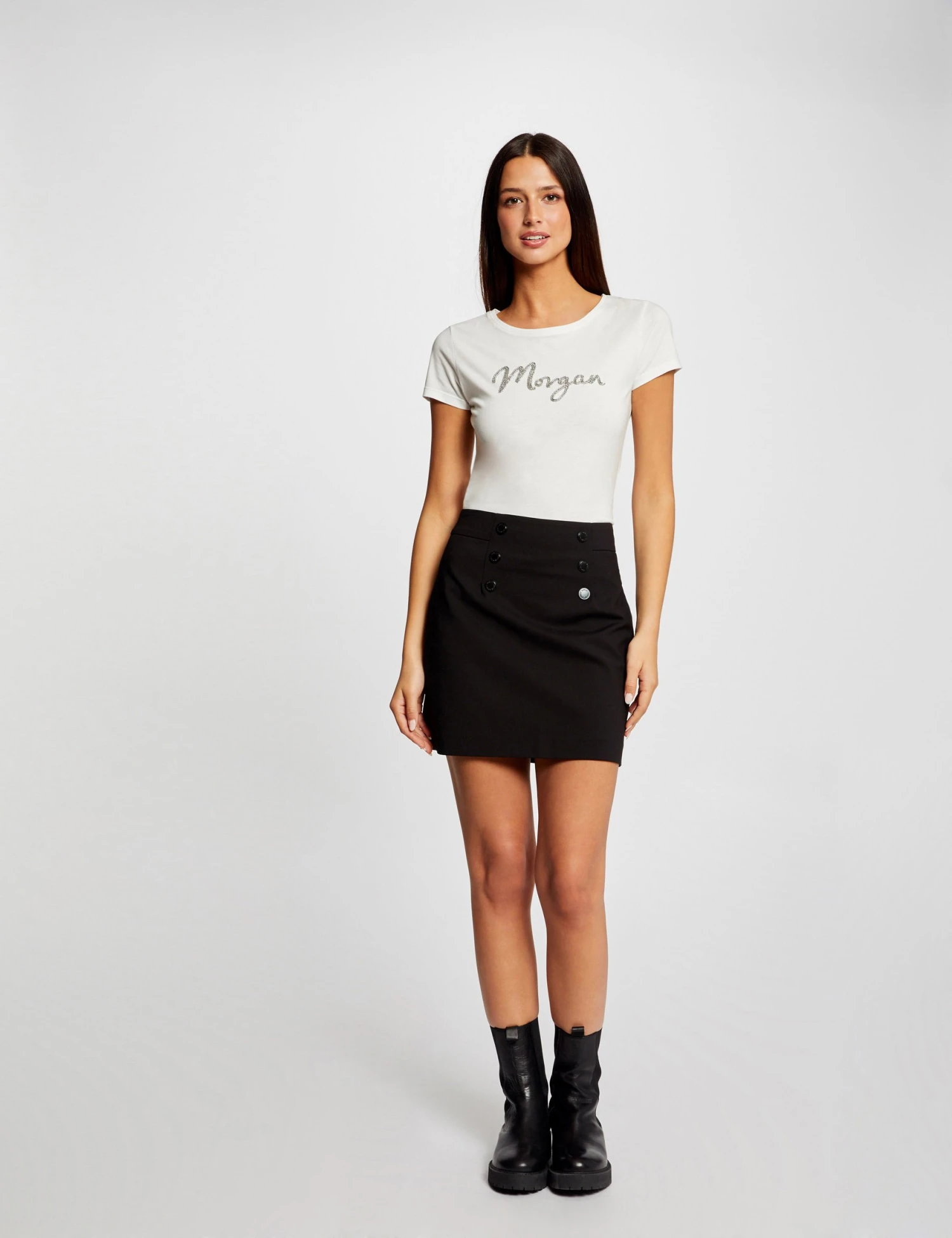 Jupe Droite à Pont Noir Femme 1 Jupe Droite à Pont Noir Femme