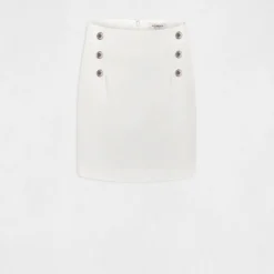 Jupe Droite à Ponts Ecru Femme -Morgandetoi Boutique jupe droite a ponts ecru femme vue3 32536300946850201