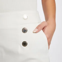 Jupe Droite à Ponts Ecru Femme -Morgandetoi Boutique jupe droite a ponts ecru femme vue4 32536300946850201