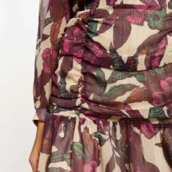 Jupe Droite à Volants Imprimé Végétal Multico Femme -Morgandetoi Boutique jupe droite a volants imprime vegetal multico femme vue4 32536300930670900