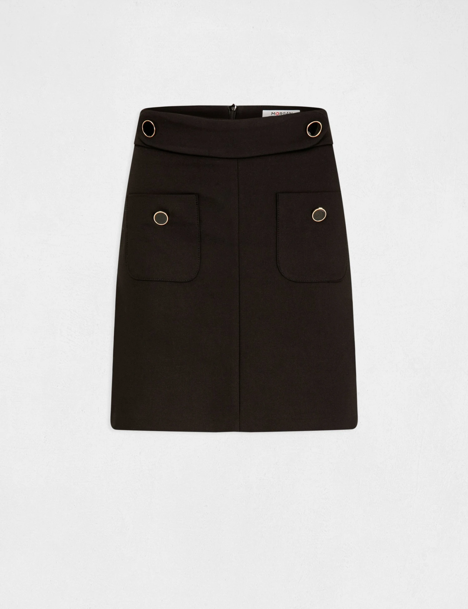 Jupe Droite Avec Boutons Noir Femme 4 Jupe Droite Avec Boutons Noir Femme – Image 4