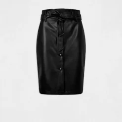 Jupe Droite Ceinturée Simili Cuir Noir Femme 8 Jupe Droite Ceinturée Simili Cuir Noir Femme -Morgandetoi Boutique jupe droite ceinturee simili cuir noir femme vue3 32536300949360100