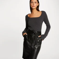 Jupe Droite Ceinturée Simili Cuir Noir Femme 7 Jupe Droite Ceinturée Simili Cuir Noir Femme -Morgandetoi Boutique jupe droite ceinturee simili cuir noir femme vue5 32536300949360100