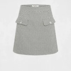 Jupe Droite Imprimé Géométrique Ecru Femme -Morgandetoi Boutique jupe droite imprime geometrique ecru femme vue3 32536300952580201