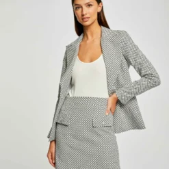 Jupe Droite Imprimé Géométrique Ecru Femme -Morgandetoi Boutique jupe droite imprime geometrique ecru femme vue5 32536300952580201